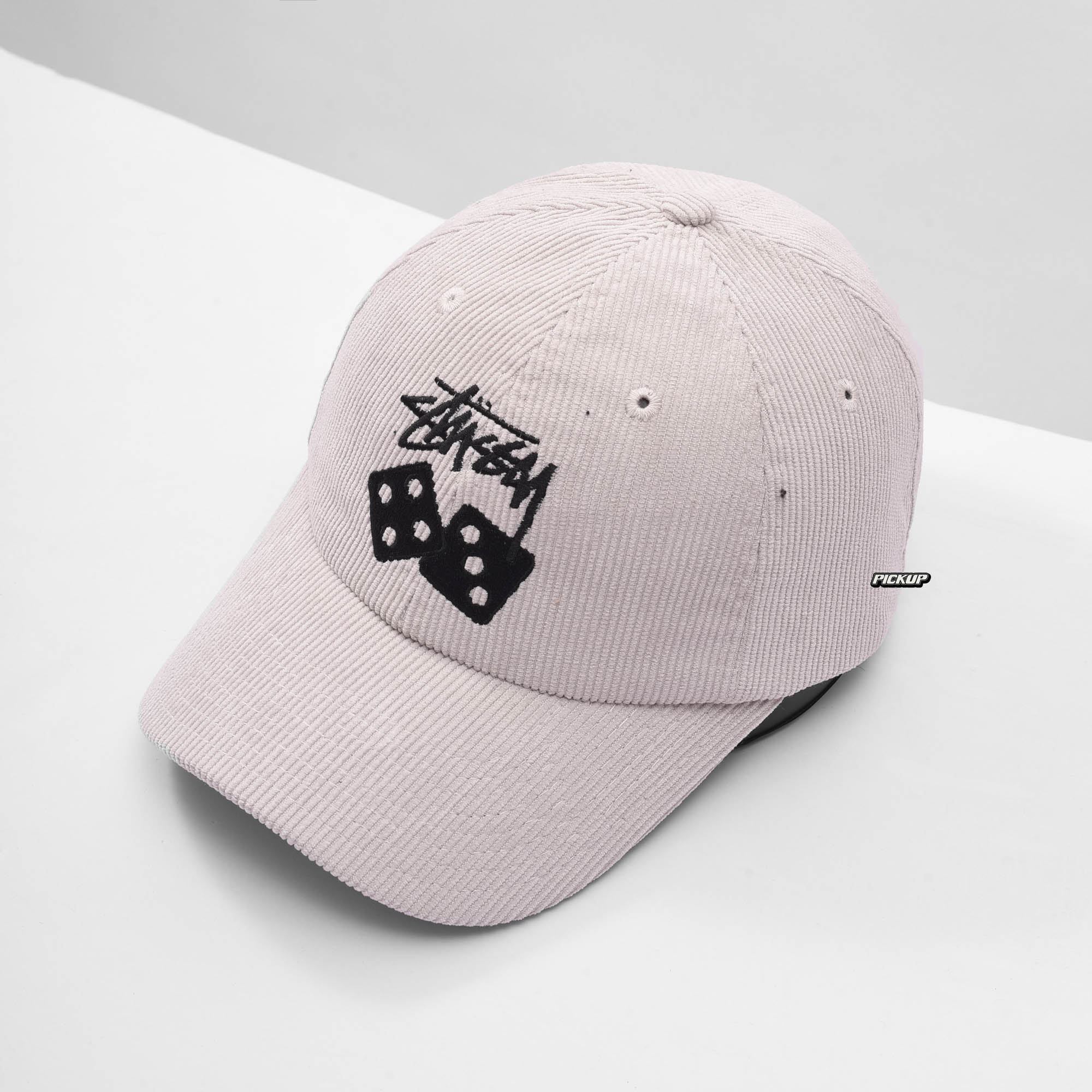 STUSSY TWO DICE CORD LOW PRO CAP - WHITE