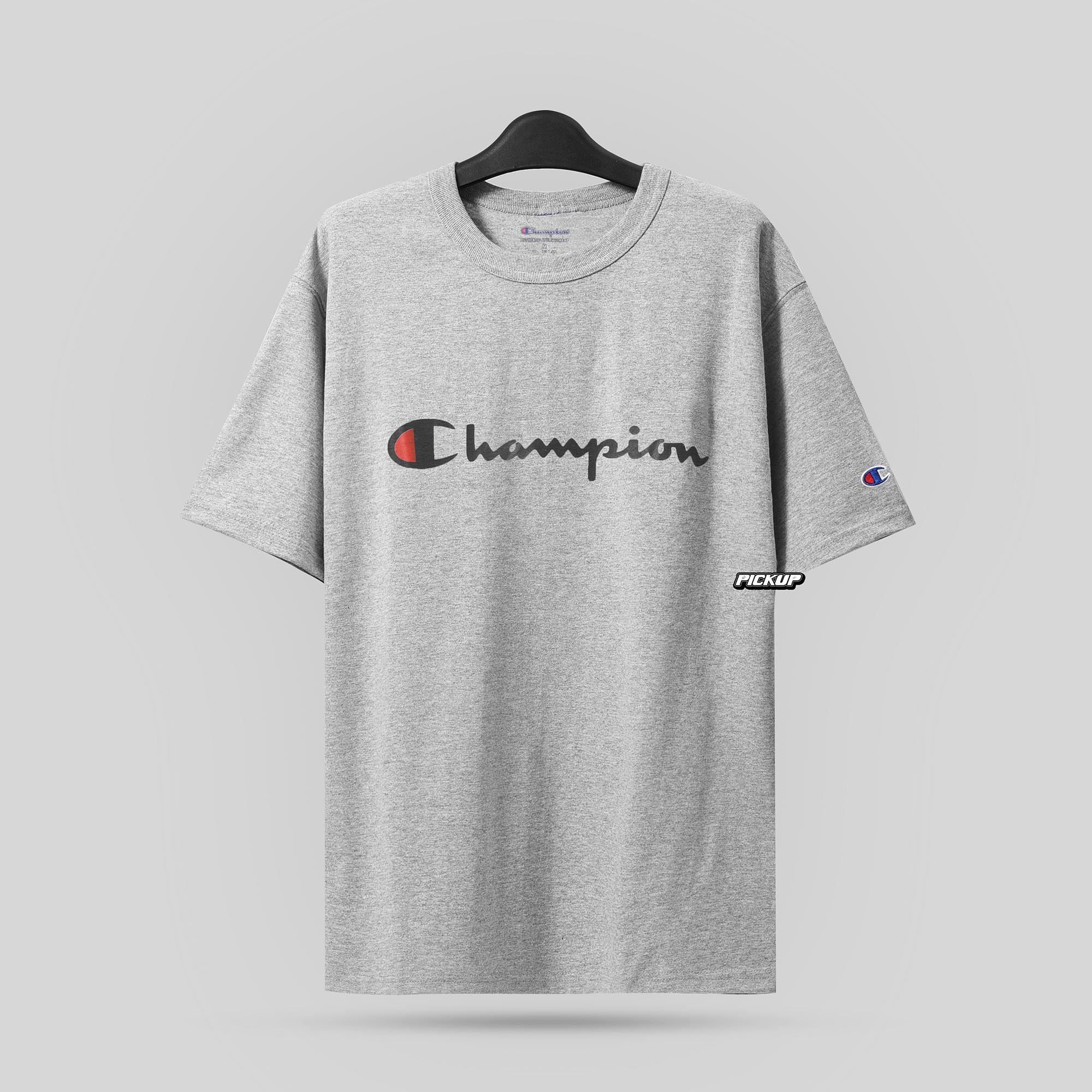 Champion Tagless Tshirt , Printed Logo - Oxford Grey